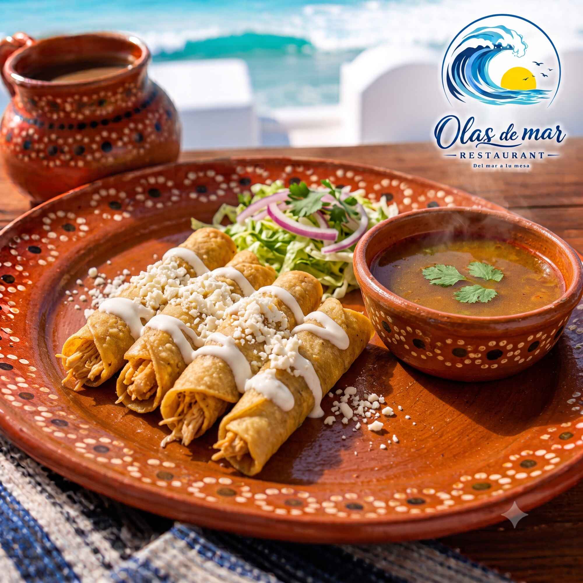 Tacos Dorados con Consomé