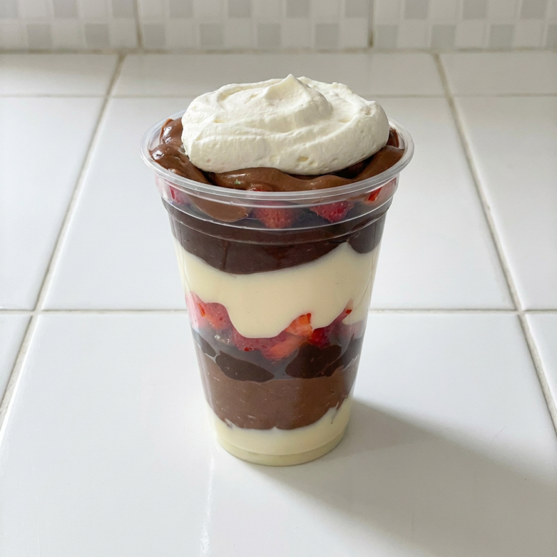 Creme de leite Ninho com camadas de morango e Nutella