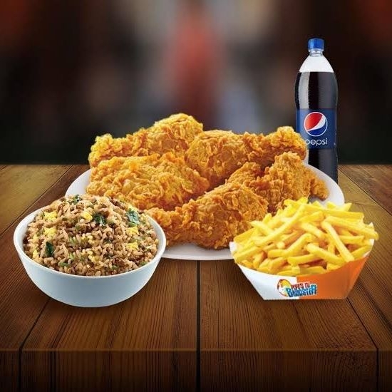 Arroz con pollo + papa + gaseosa 250ML