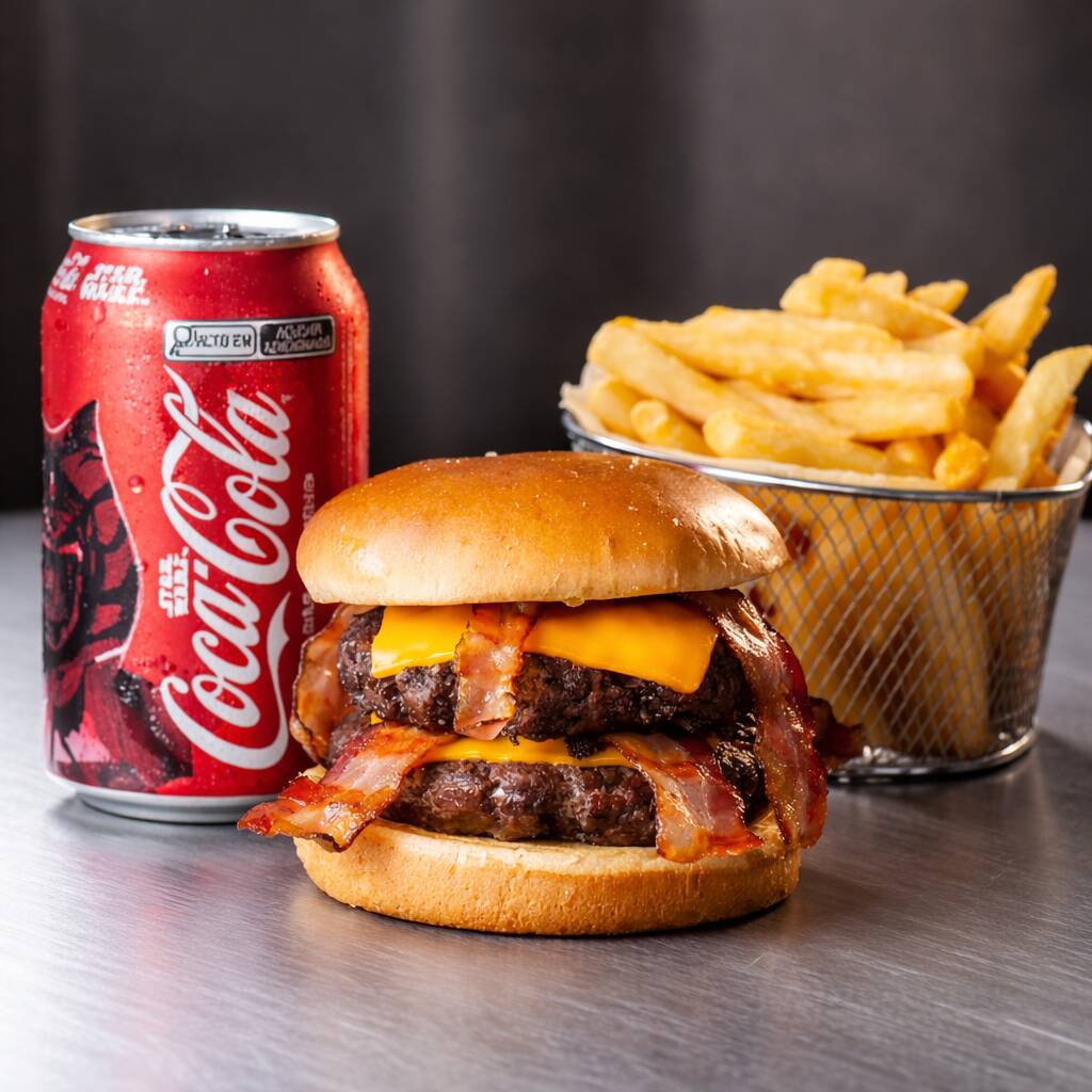 Acompanha batata frita 130g + guaraná antártica lata350ml