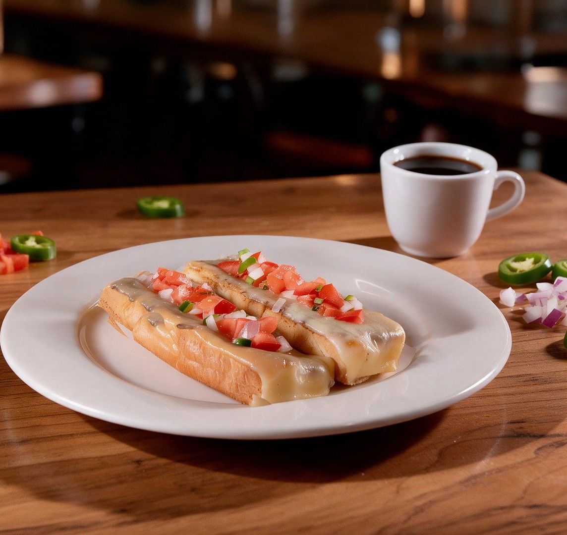 Molletes con café