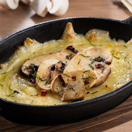 QUESO FUNDIDO CON CHAMPIÑONES