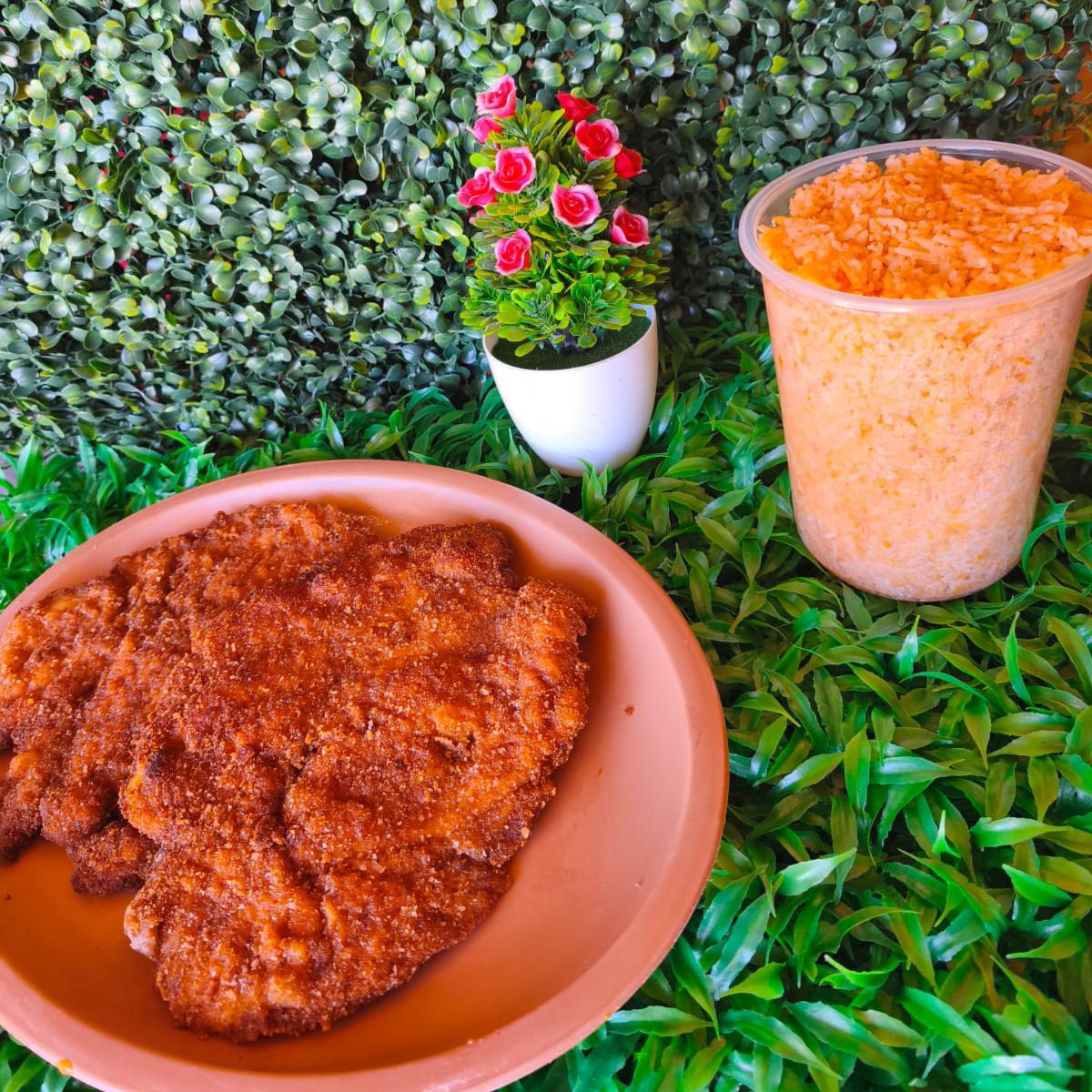 Milanesa y arroz