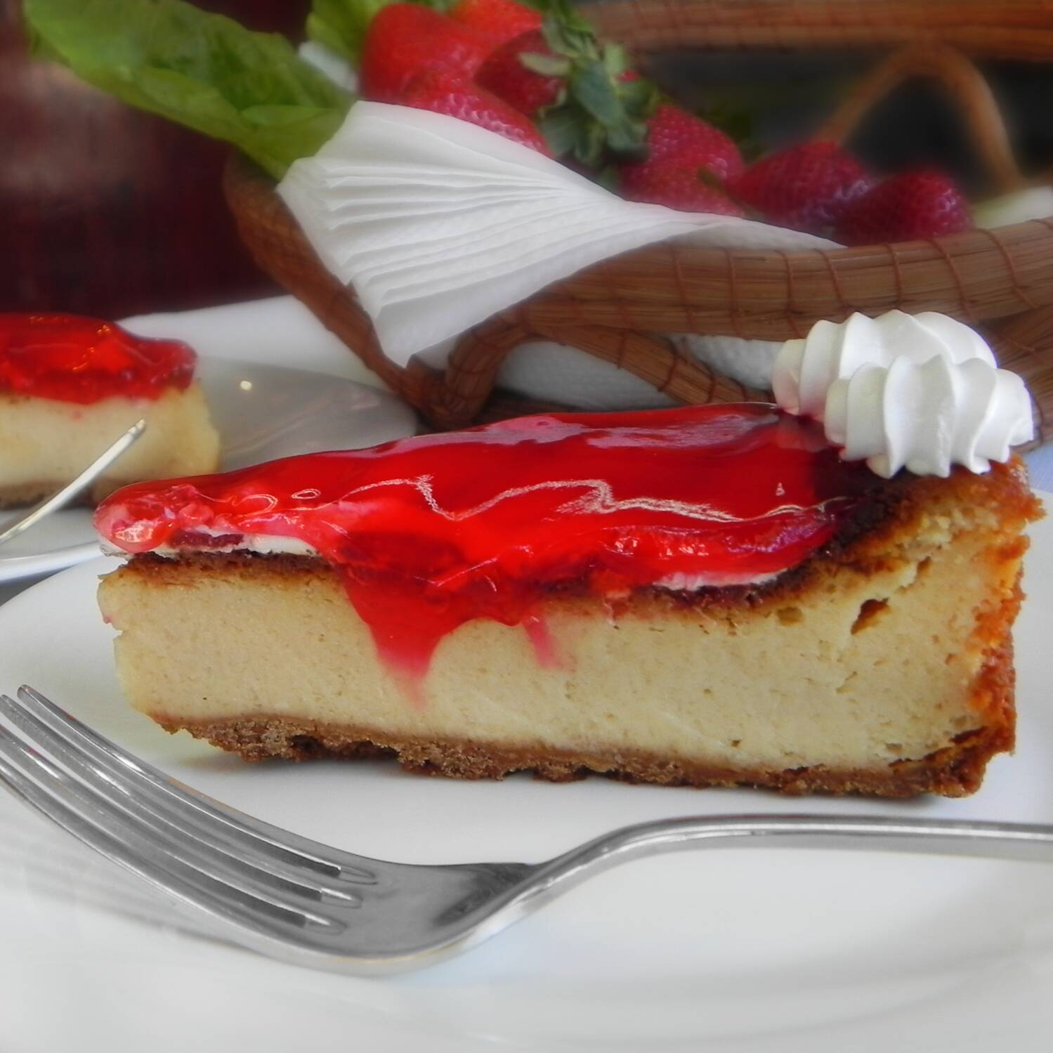 Rebanada Pay de Queso con Fresa