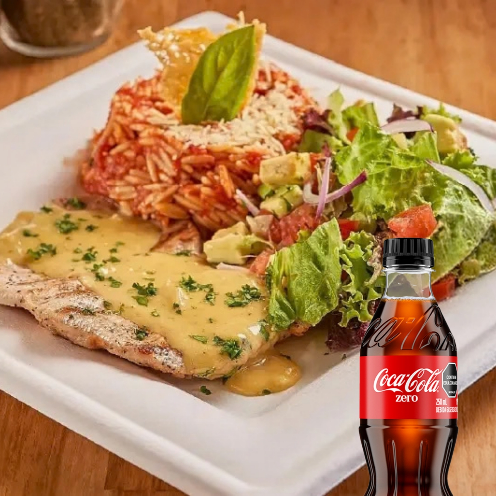 Pollo a la mostaza + Bebida
