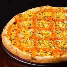 Molho, Mussarela, Frango, Cheddar, Oregano.