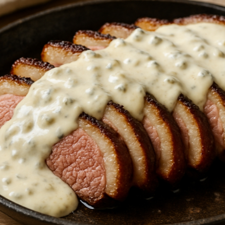 Bife de Picanha Maturatta empanada ao molho branco por cima, finalizado com  uma cobertura de queijo mussarela derretido.  Marmita composta por arroz branco, feijão preto, farofa da casa, mais um acompanhamento a escolher.