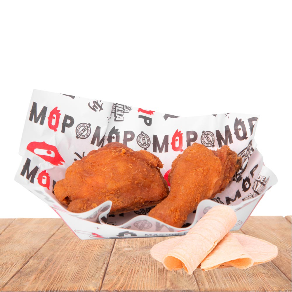 2 Piezas de Pollo Frito y Tortillas