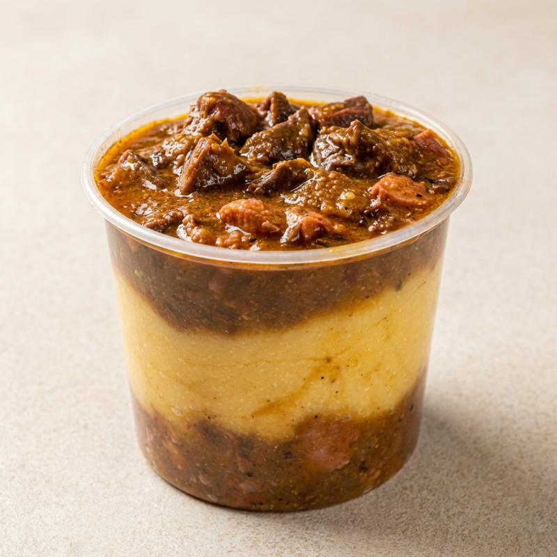 Descubra o sabor incrível do nosso Angu à Baiana, um prato de 400ml, pertencente à categoria de Sopas e Caldos. Este prato é maravilhosamente preparado com um angu perfeitamente cozido, mantendo sua textura suave e seu sabor inconfundível. O recheio generoso é composto por uma porção robusta de carne, cozida lentamente para garantir sua suculência e sabor irresistível. Este prato é uma autêntica experiência culinária baiana, repleta de sabor e tradição. Desfrute desta delícia!