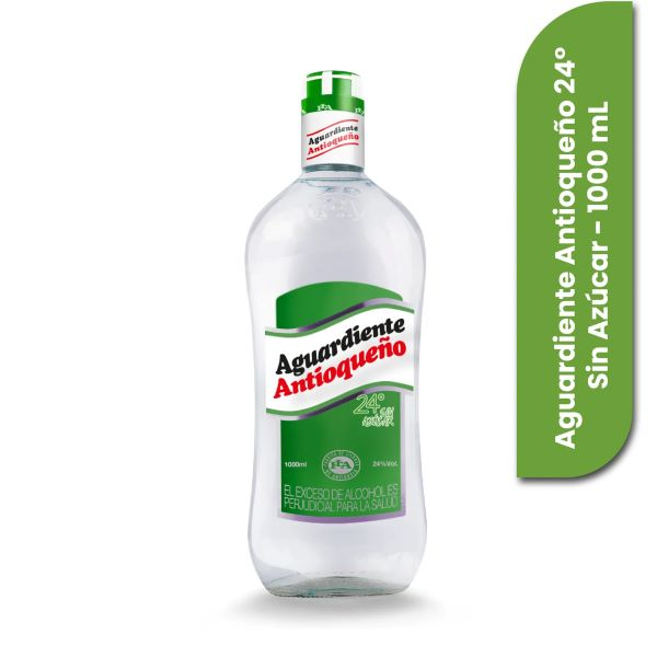 Aguardiente Antioqueño 24° Sin Azúcar Litro Vidrio