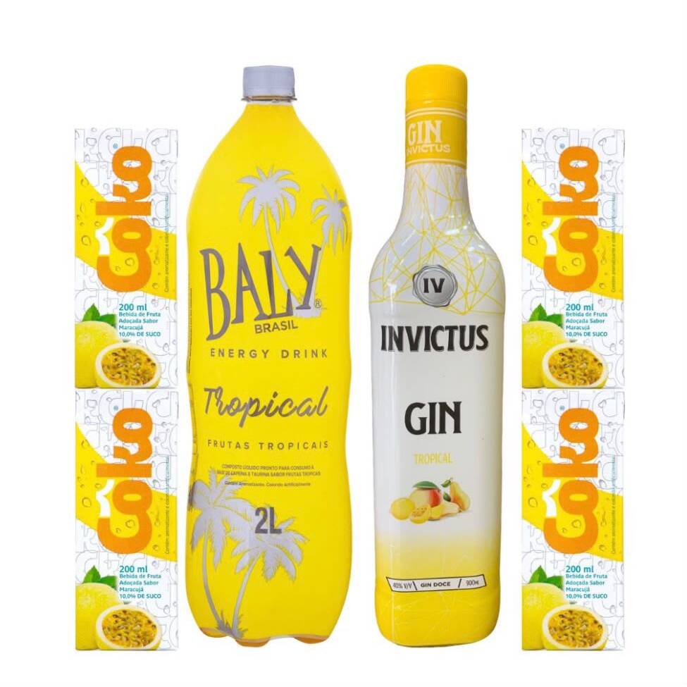 1 INVICTUS TROPICAL
4 GELO MARACUJA
1 BALY TROPICAL 2 LITRO