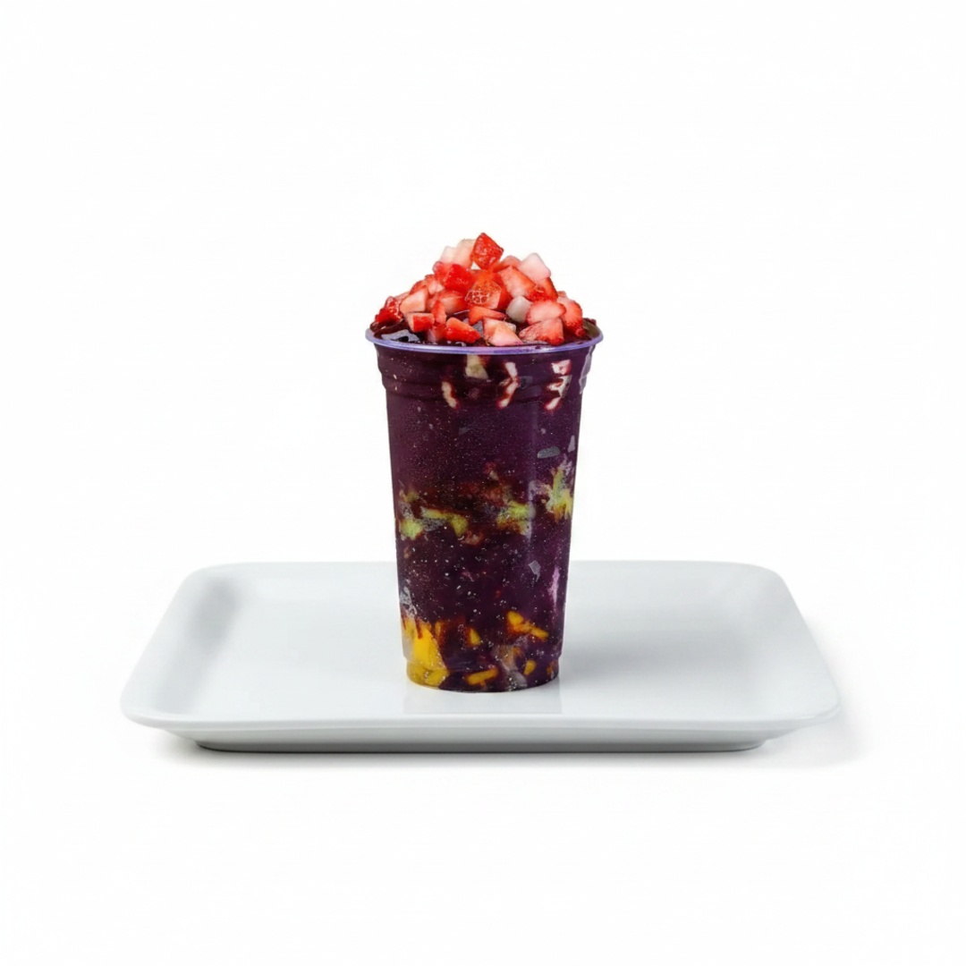 Copo 300ml Açai, leite condensado, leite em pó, banana, morango