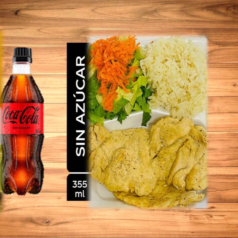 Pechuga Asada y Coca Sin Azucar 355ml