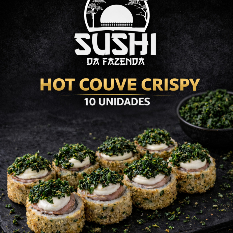 Hot Hot salmão com cream cheesecom couve crispy. KIT MOLHOS: 1 HASHI, 1 MOLHO TERIAKI DA CASA.