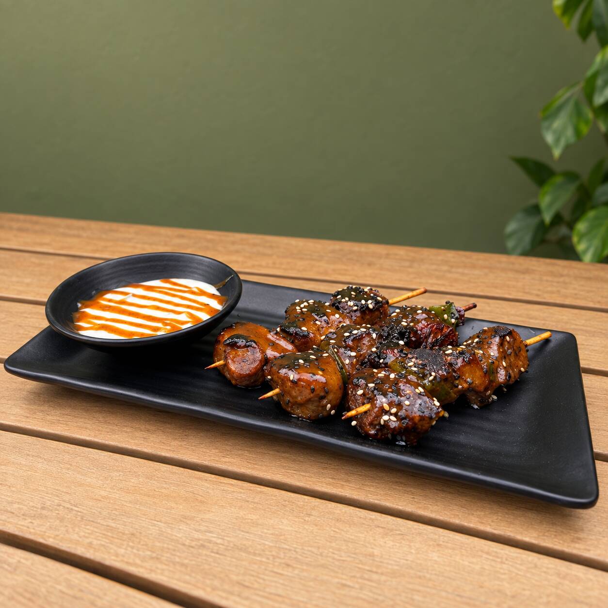 Kushiages de Arrachera en Teriyaki