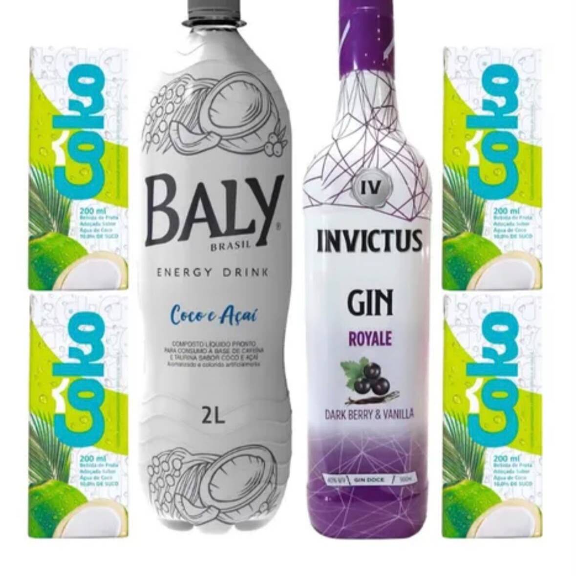 1 INVICTUS ROYAL
4 GELO COCO
1 BALY AÇAI E COCO 2 LITRO