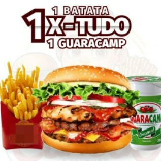 Um delicioso hambúrguer com carne de excelente qualidade de 56g, pão artesanal extremamente macio que derrete na boca, queijo derretido, ovo, bacon crocante, calabresa defumada, presunto e salada fresca (alface) e a exclusiva maionese temperada da canedo. + Batata Frita Mc Cain 7mm sequinhas e crocante com um salzinho profissional para batatas. + Guaracamp Geladissimo....