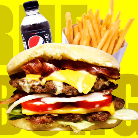 Hamburguesa Doble Americana+Papas+Refresco