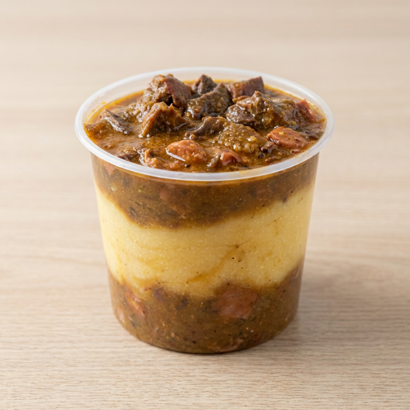 Descubra o sabor incrível do nosso Angu à Baiana, um prato de 500ml, pertencente à categoria de Sopas e Caldos. Este prato é maravilhosamente preparado com um angu perfeitamente cozido, mantendo sua textura suave e seu sabor inconfundível. O recheio generoso é composto por uma porção robusta de carne, cozida lentamente para garantir sua suculência e sabor irresistível. Este prato é uma autêntica experiência culinária baiana, repleta de sabor e tradição. Desfrute desta delícia!