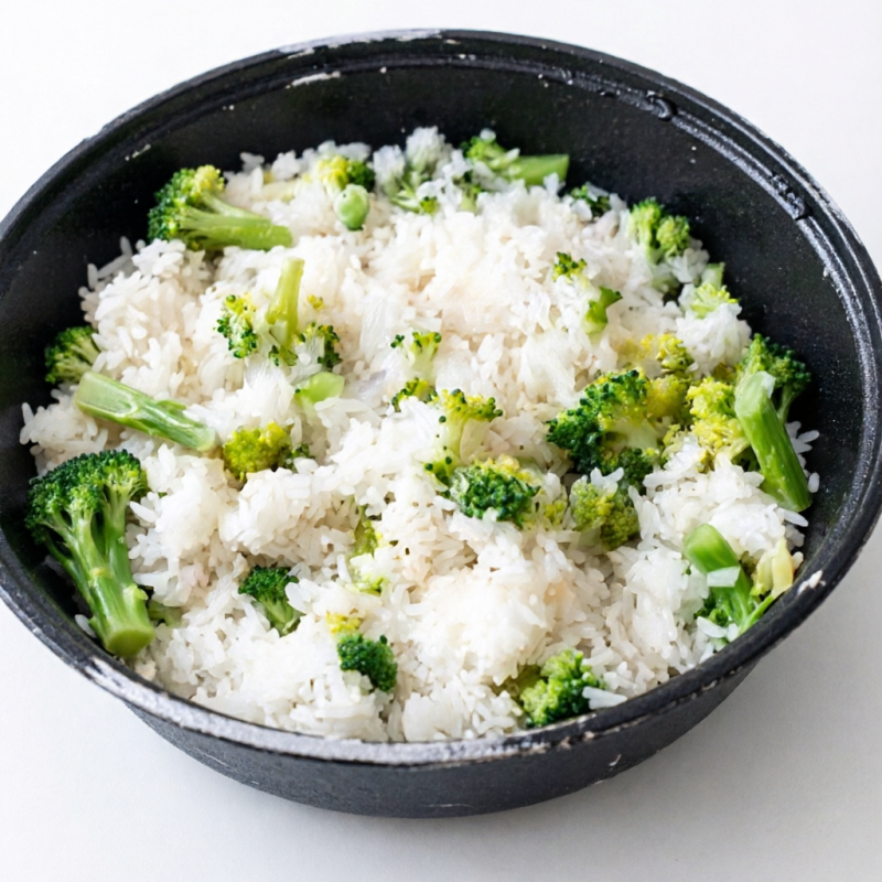 Arroz branco com brócolis!