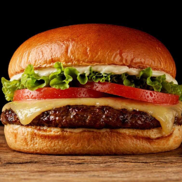 Pao de brioche, Hamburguer 110g artesanal, queijo, alface, tomate e maionese grill.