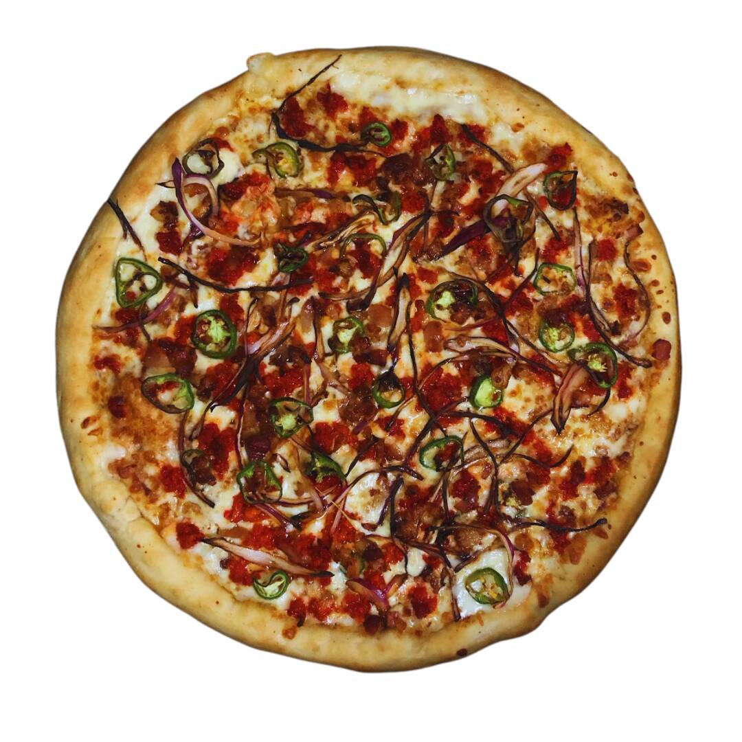 Pizza grande mexicana con orilla rellena