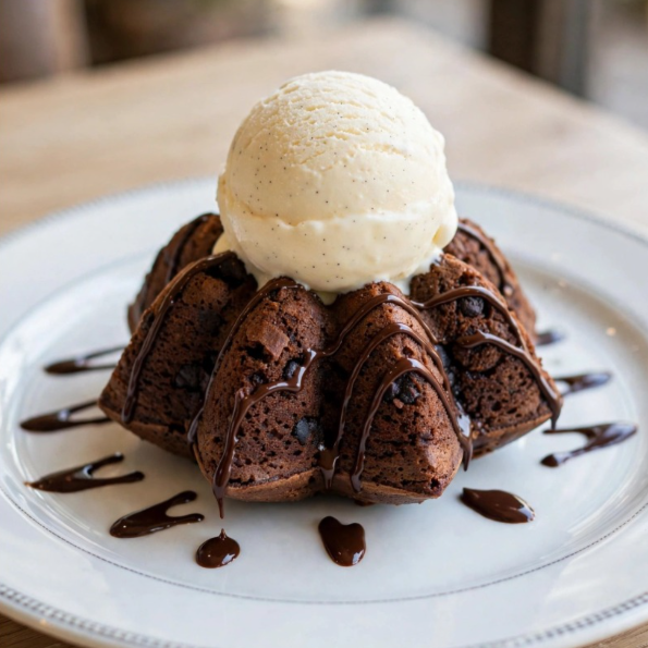 Volcan de Chocolate con Helado de Vainilla
