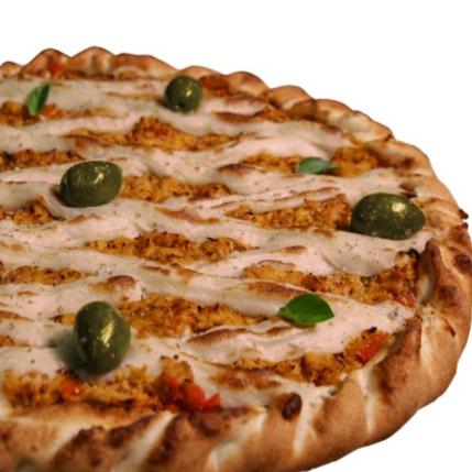 Delicioso Frango vegano, delicioso cream gourmet Germinou e folhas de manjericão