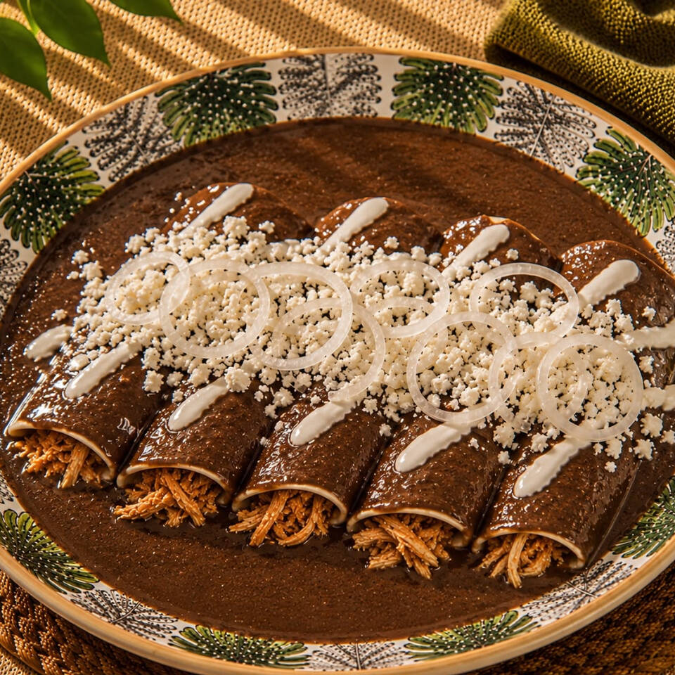 Enfrijoladas con Tinga de Pollo