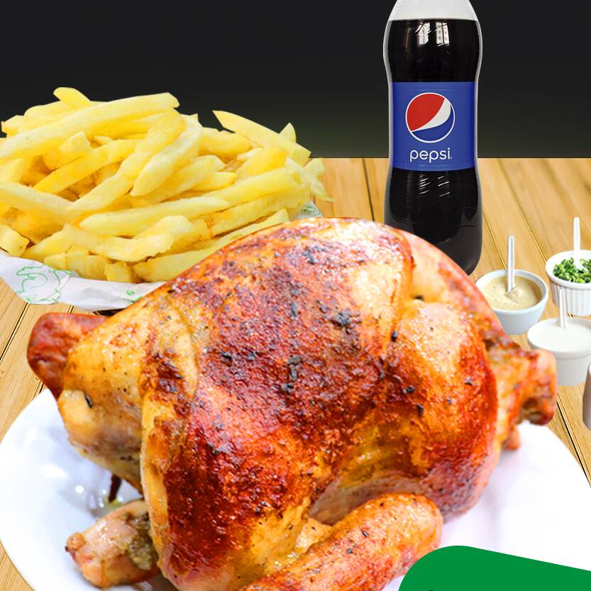 Pollo Entero + Papas Fritas + Gaseosa de 1.5 Lt.