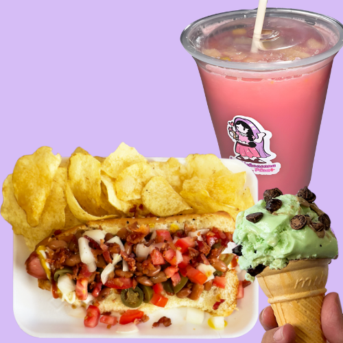 COMBO hotdog Res + bebida+ papitas + postre
