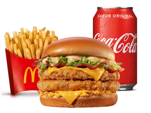 É a opção com duas camadas de frango empanado, dourado por fora e suculento por dentro, contrasta perfeitamente com o cheddar cremoso e a crocância da cebola crispy. Obacon entra em cena para entregar ainda mais sabor, enquanto os molhos exclusivos (molho