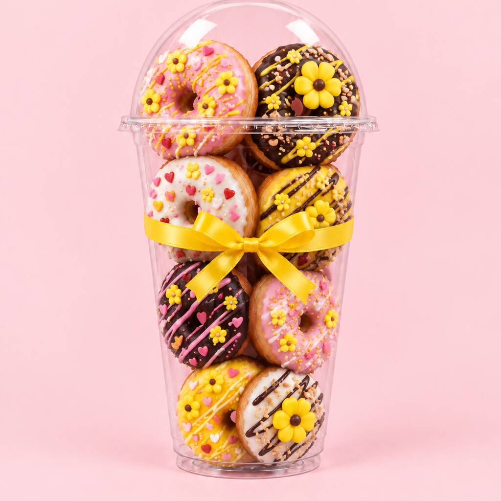 Vaso de Donas Flores Amarillas