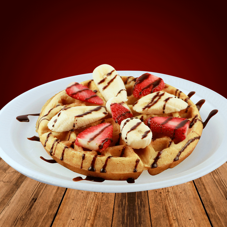 Waffle con Fruta 1 Pz Miel de Maple