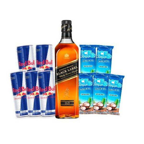 1 BLACK LABEL 1L
5 RED BULL TRADICIONAL 269ml GELADO
5 ICE STONE COCO