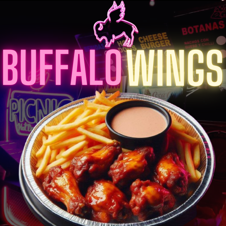 6 Buffalo Wings con papas fritas
