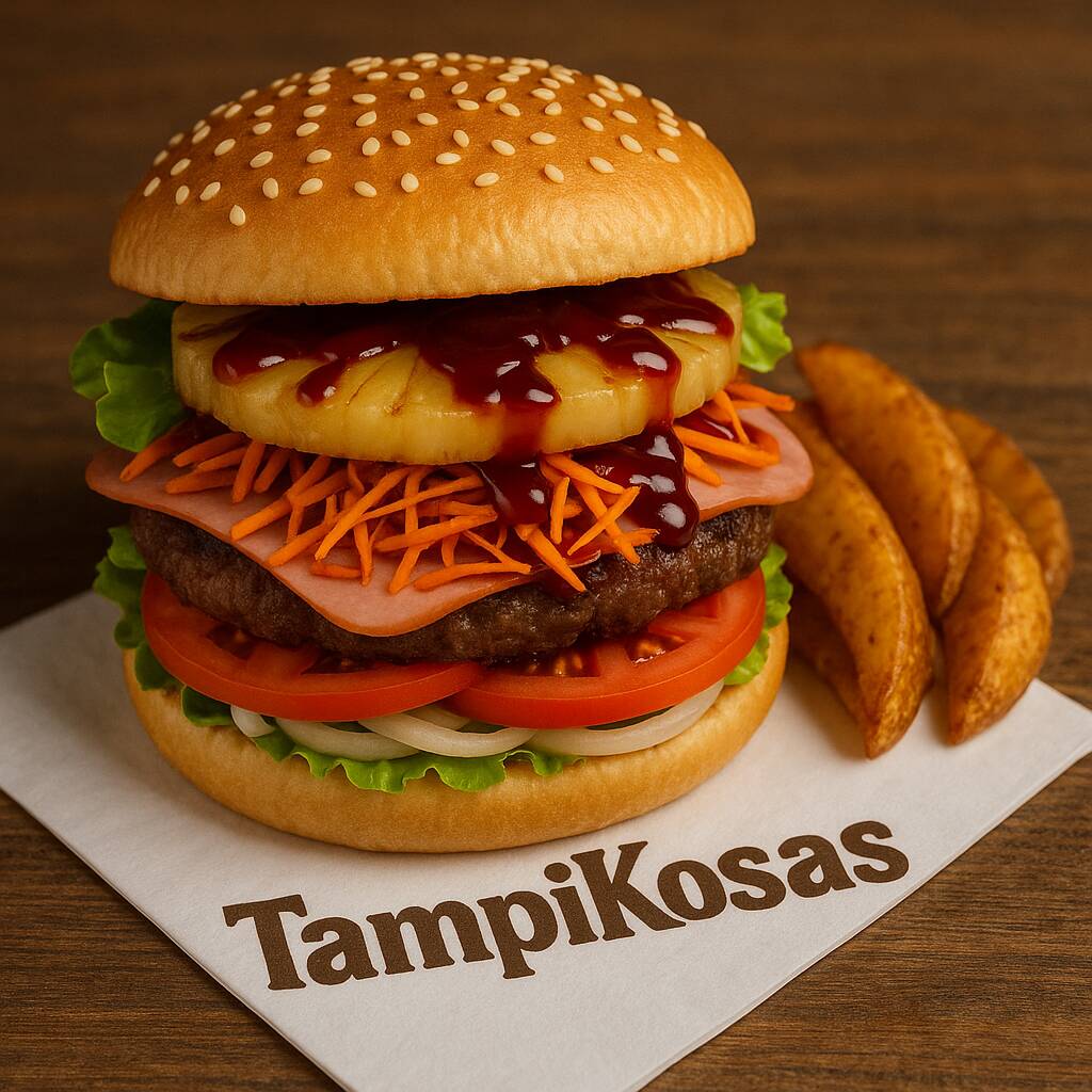Hamburguesa Hawaiana + Papas Gajo