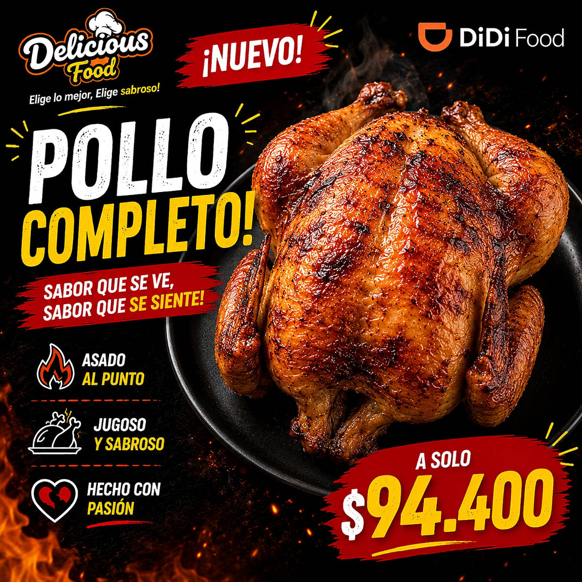 🍗 Pollo Completo Asado con Papa Cocinada