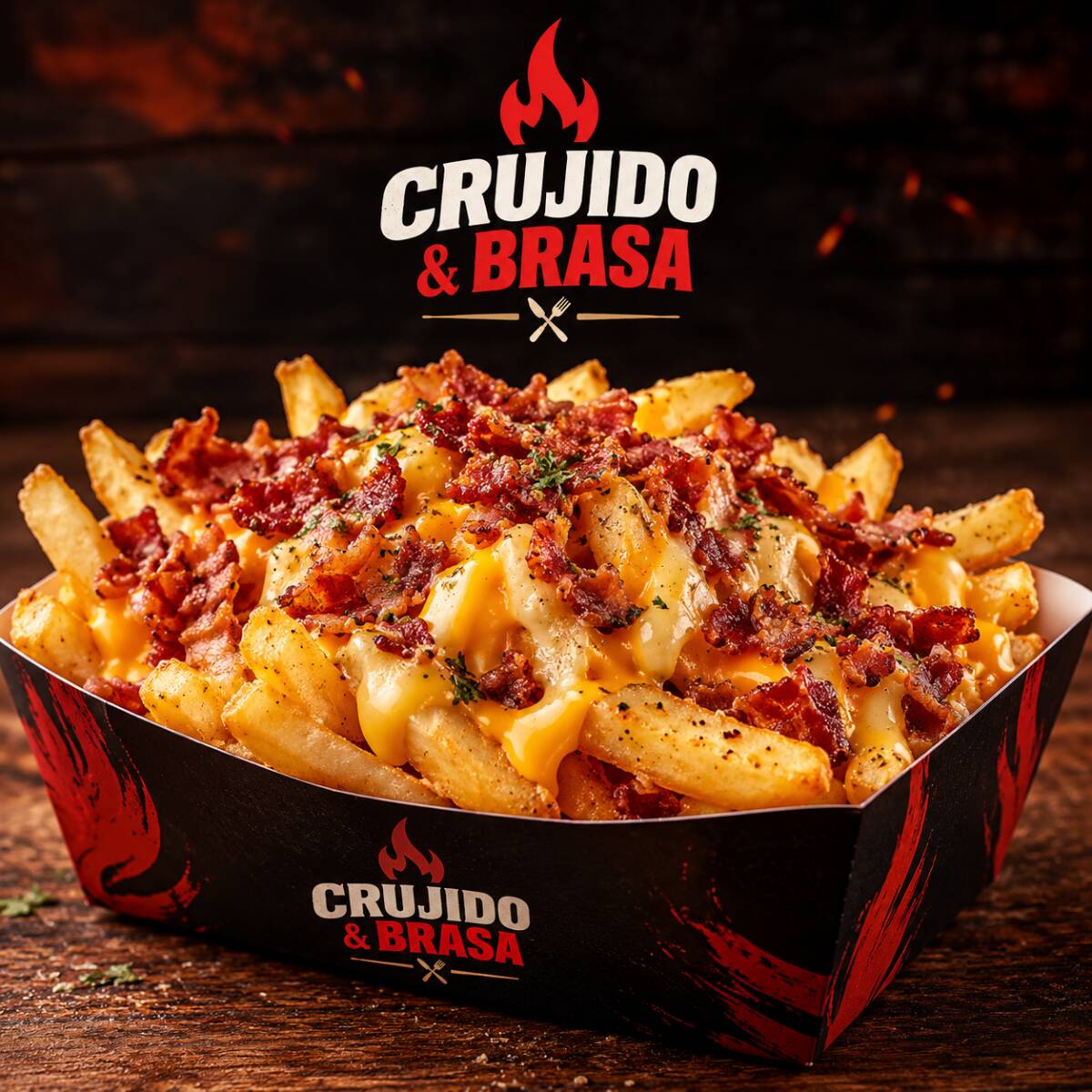 PAPAS CON QUESO Y TOCINO