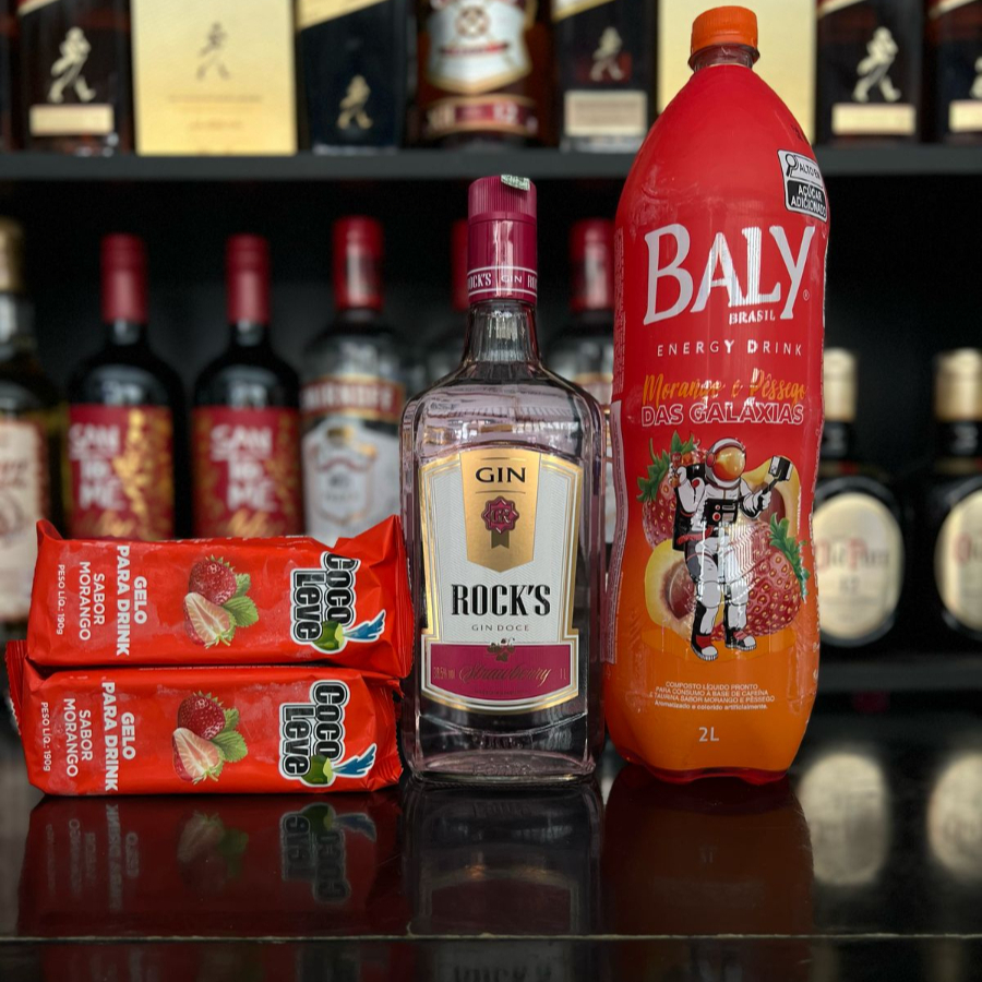 Acompanha frutas , 4 gelos e 4 copos .