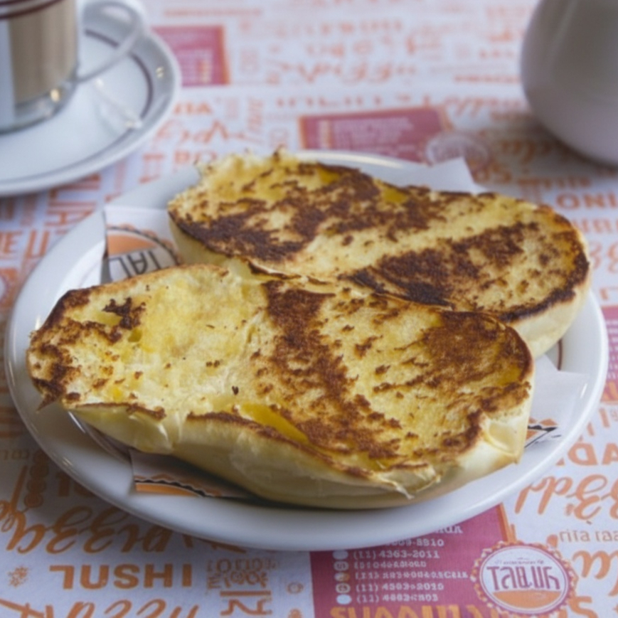 Bisnaga fresquinha e macia, servida com manteiga derretida que realça seu sabor.