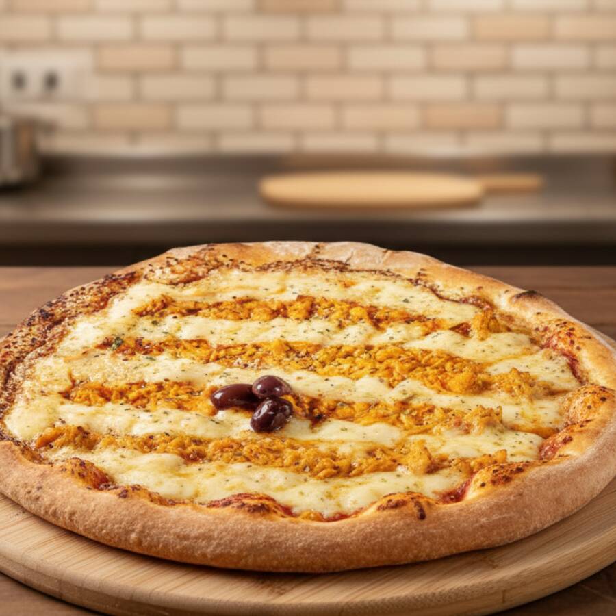 Pizzas com o tamanho de 40 cm, cortadas em 9 fatias. Todas as nossas pizzas acompanham oregano em cima e gergelim na borda, pode ser retirado se solicitado nas observações. Você pode escolher até 3 Sabores, caso queira apenas 1 selecione o mesmo sabor 3 vezes, caso queira 2 terços de um sabor selecione ele 2x.