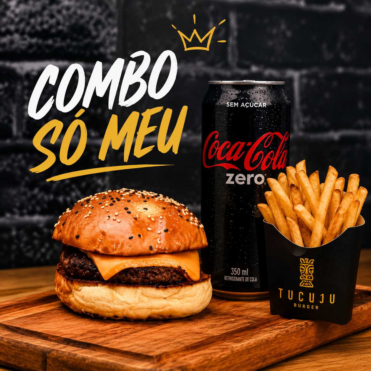 Combo para matar a fome sozinho! 🍔🔥 1 Maracá + 1 Coca-Cola Lata Zero + 1 Batata Crocante. Tudo que você precisa para transformar sua fome em felicidade. 😋