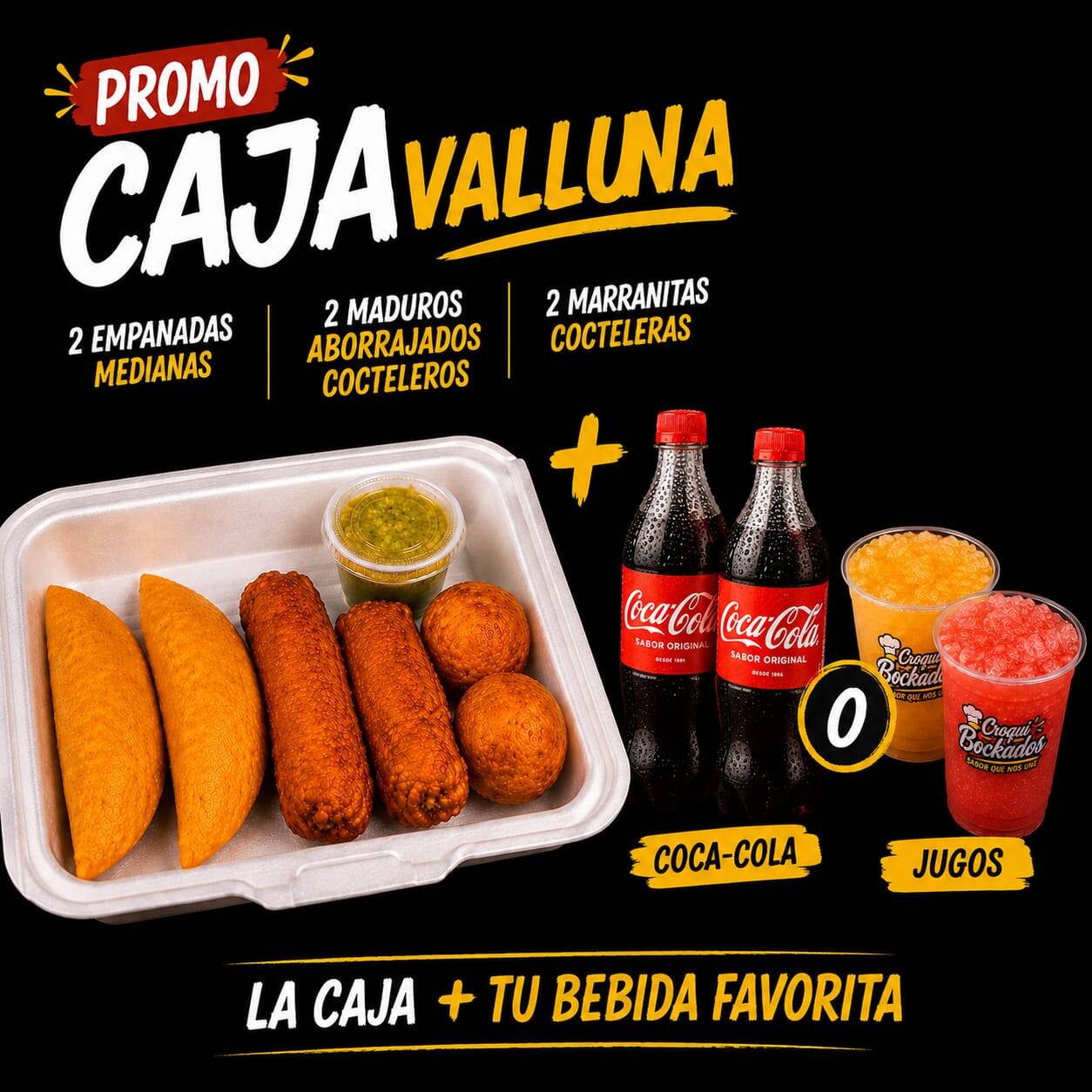 Plato Valluno Para 2 + 2 COCA-COLA o 2 Jugos Natur
