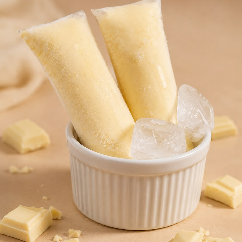 Para os apaixonados por chocolate branco, chegou uma novidade que promete conquistar seu coração! Nosso Geladinho Branco é cremoso, delicado e simplismente irresistível. Aquele sabor suave e delicioso que dá vontade de comer até o último pedacinho.