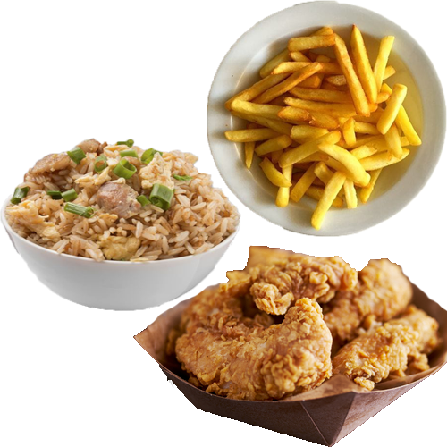 menu 6chicharron broster conpapafrito y 1agua