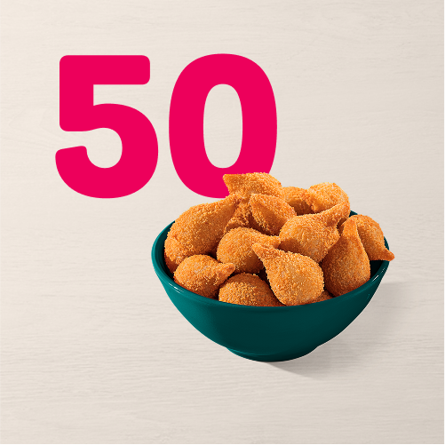 A Minicoxinha do Ragazzo é a definição de perfeição! Escolha 50 Minicoxinhas de qualquer sabor. Cuidado, recheio quente.