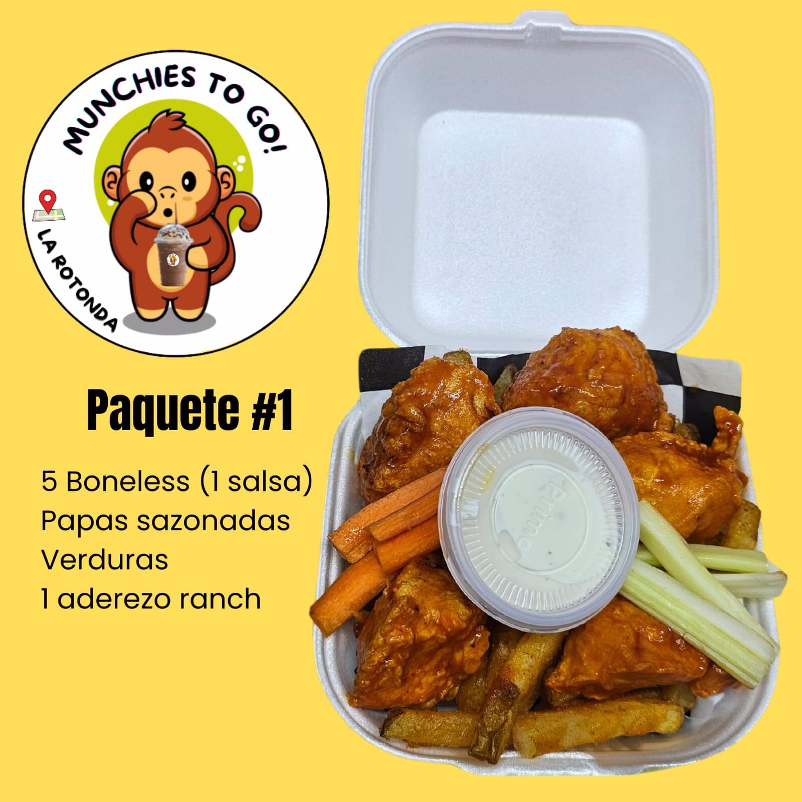 Paq#1 - 5 Boneless y Papas Sazonadas