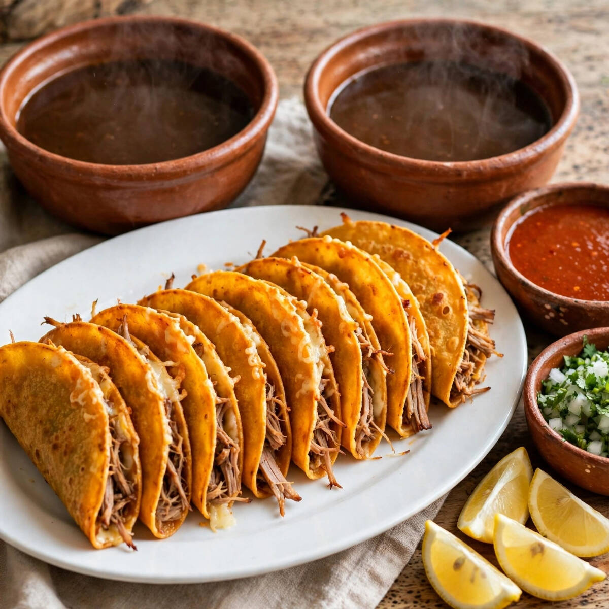 2 Consome 1/2 + 8 Tacos especiales