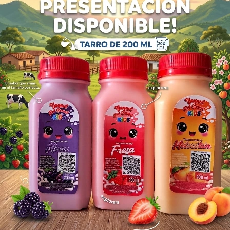 yogurt porcion personal (mora-fresa-melocoton)